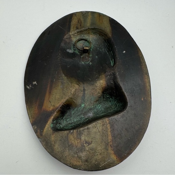 Dantes Bronze Bas- Relief Early 1900s Bust Art Wall Hanging Vintage Face - Picture 3 of 6